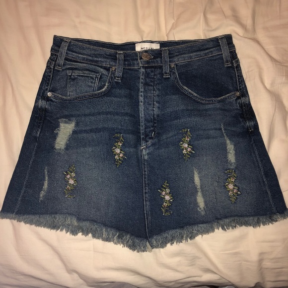 McGuire Vintage Denim Embroidered Mini-skirt - Picture 1 of 3